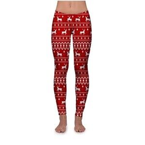 Tipsy Elves Christmas Red Reindeer Leggings Size Medium